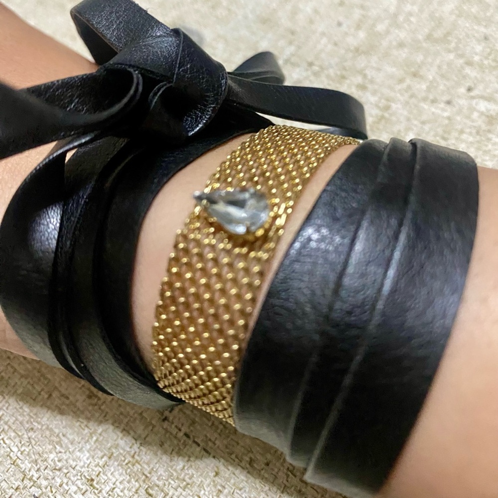 Elegant Black and Gold Wrap Bracelet